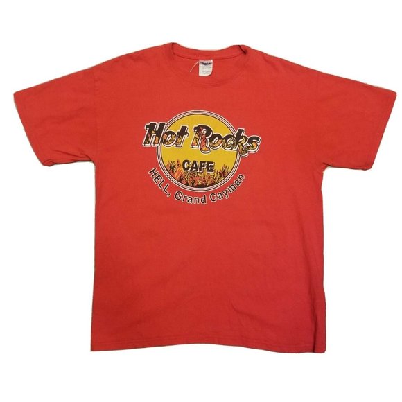 Hot Rocks Cafe Hell  Fire L Solid Red T shirt - Picture 1 of 6